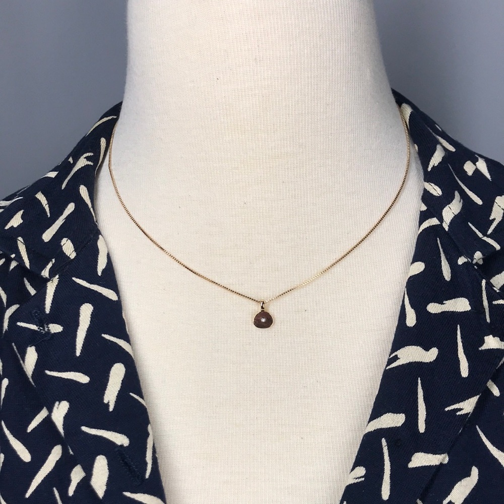 Dainty Rhinestone Gold Pendant on Box Chain - Picture 2 of 7